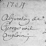 Abjuration de Noël Georges, le 12 août 1704 à Saint-Paul