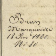 Brun Marguerite, née le 14 février 1680 à Saint-Paul, baptisée le 18 février