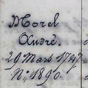 Morel André, décédé le 28 mars 1747 à Saint-Paul